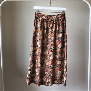 Vintage long muted colors floral skirt, tiny